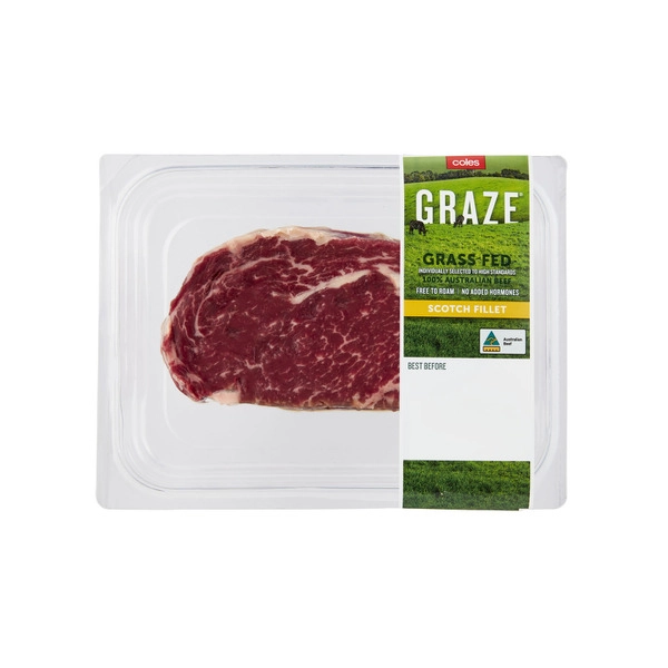 Coles Graze Grassfed Beef Scotch Fillet Steak 250g