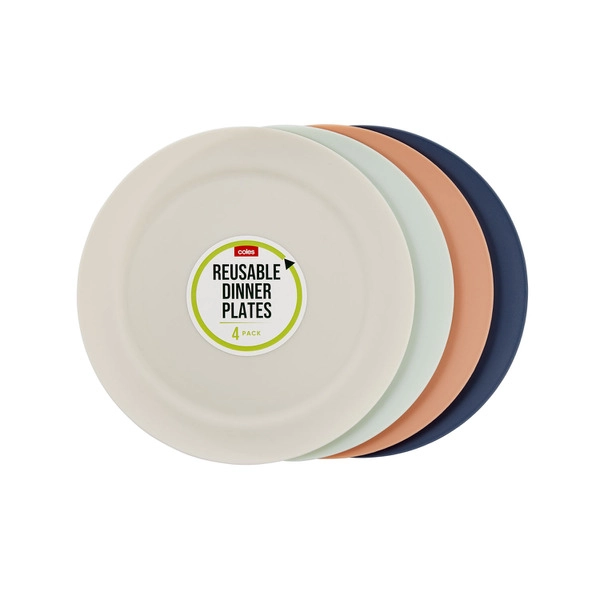 Coles Picnic Reusable Dinner Plates 4 pack