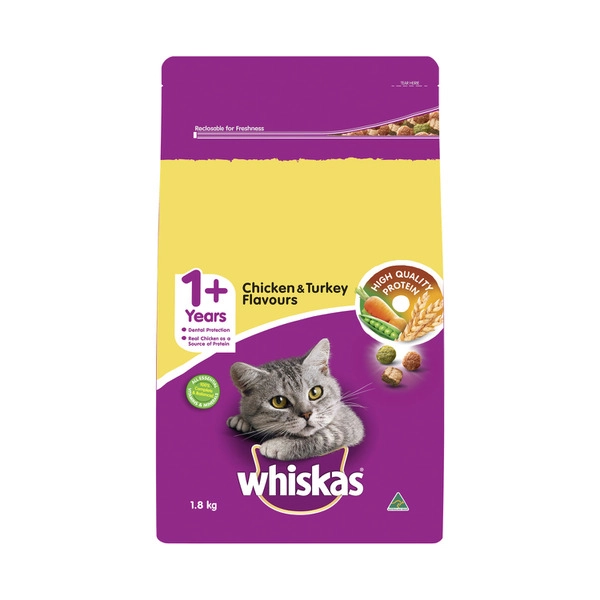 Whiskas Chicken & Turkey Adult Dry Cat Food 1.8kg