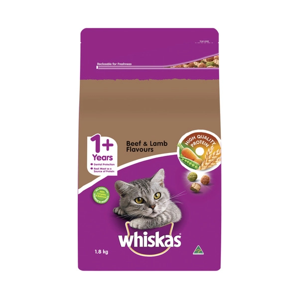 Whiskas Beef & Lamb Adult Dry Cat Food 1.8kg