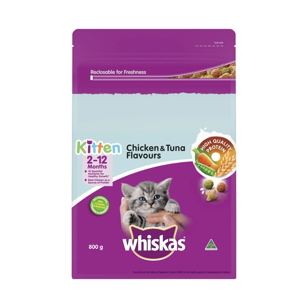 Whiskas Kitten Dry Cat Food Chicken & Tuna Flavours 800g