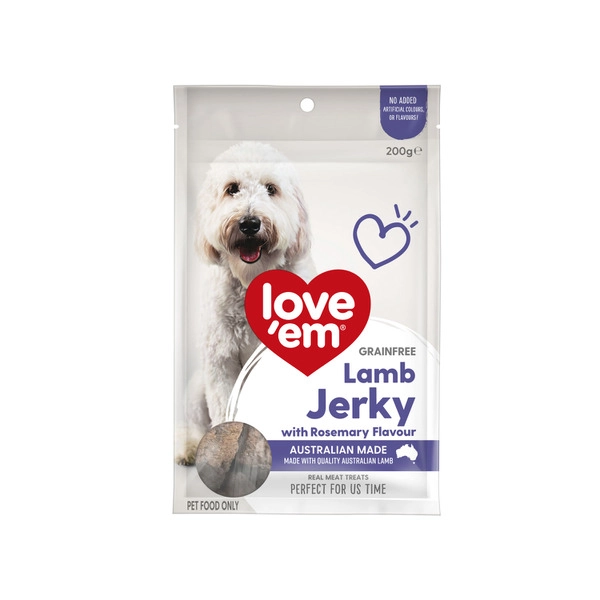 Love'em Grain Free Dog Treats Lamb Jerky With Rosemary Flavour 200g