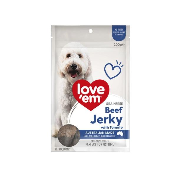 Love'em Grain Free Dog Treats Beef Jerky With Tomato 200g