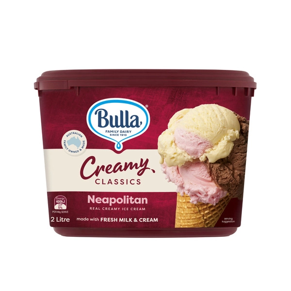 Bulla Creamy Classic Neapolitan Ice Cream 2L