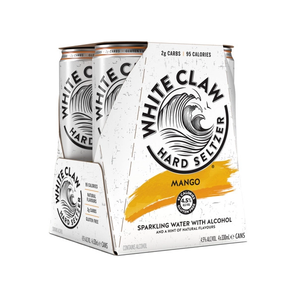 White Claw Hard Seltzer Mango 330mL 4 Pack