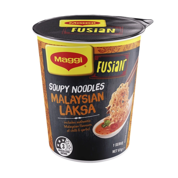 Maggi Fusian Instant Cup Noodles Malaysian Laksa 5 Pack 61g