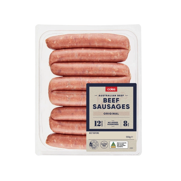 Coles COLES THE ORIGINAL BEEF SAUSAGES 550G 