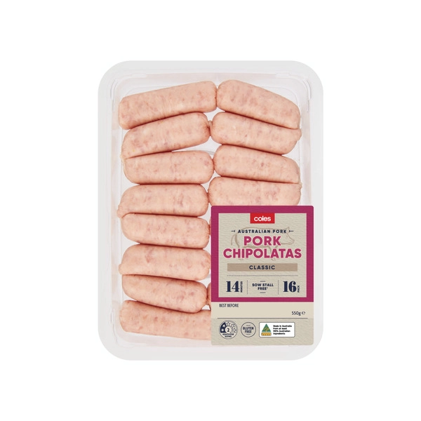 Coles Pork Chipolatas 550g