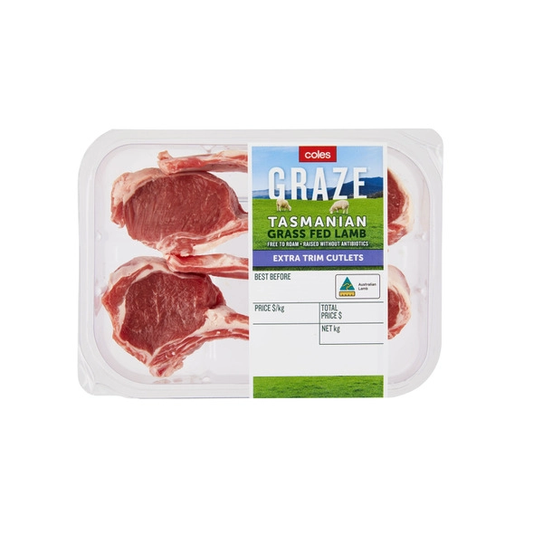 Coles Graze Lamb Extra Trim Cutlets approx. 300g