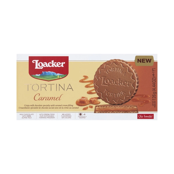 Loacker Tortina Chocolate Biscuit Caramel 126g