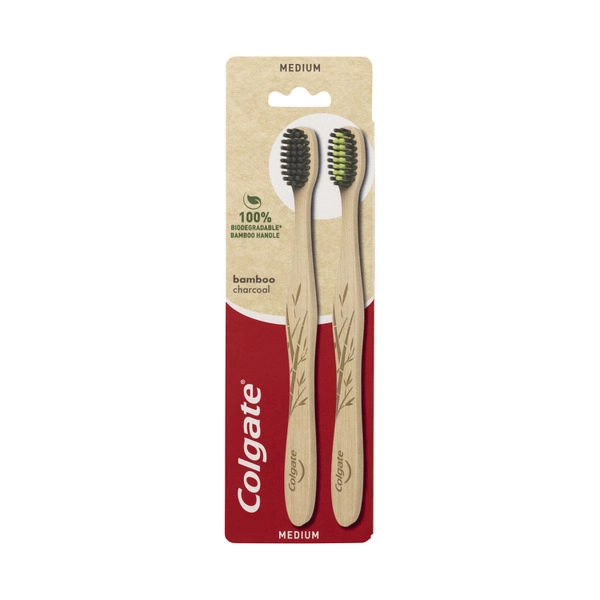 Colgate Bamboo Toothbrush Medium 2 pack