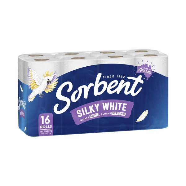 Sorbent Silky White Toilet Tissue 16 pack