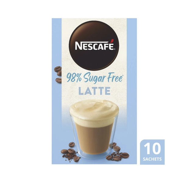 Nescafe 98% Sugar Free Latte Coffee Sachets 10 pack