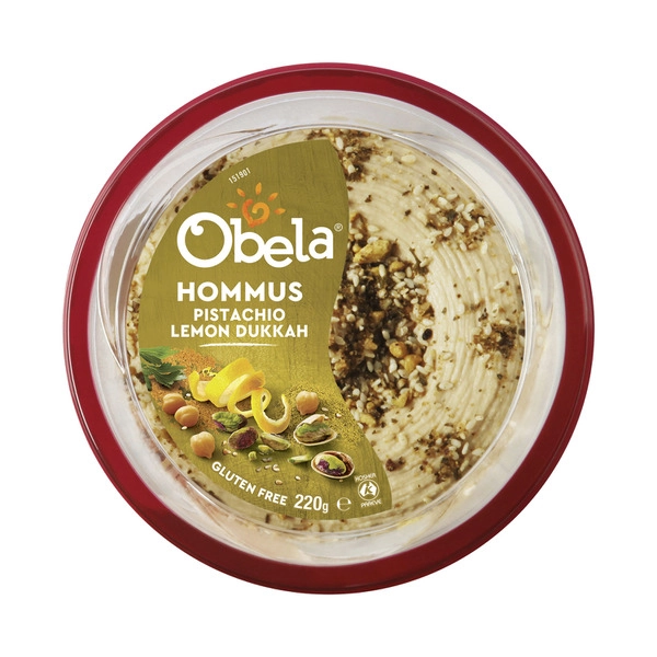 Obela Dip Hommus OBELA DIP HOMMUS GARNISHED PISTACHIO LEMON DUKKAH 220G 