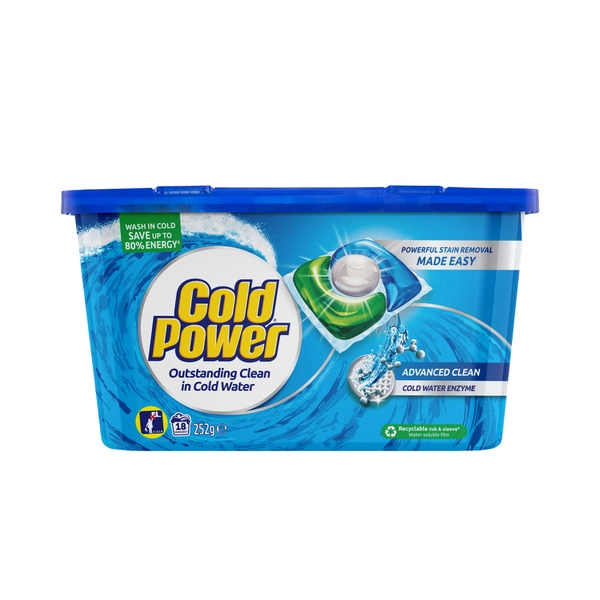 Cold Power Triple Laundry Capsules Advanced Clean 18 pack