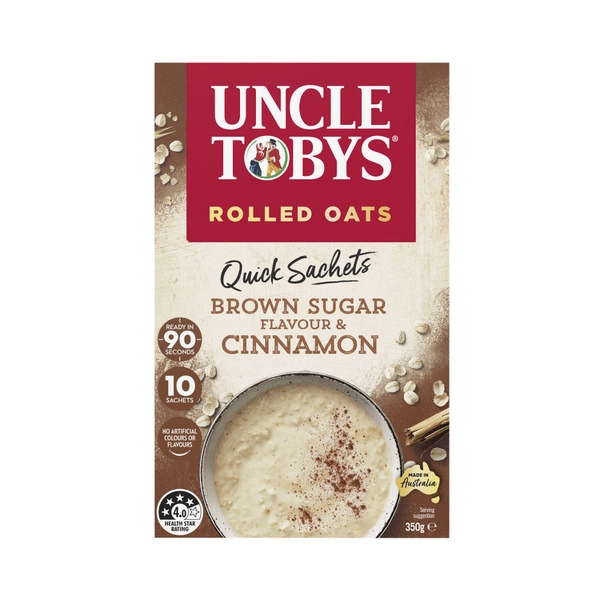 Uncle Tobys Oats Quick Sachets Brown Sugar & Cinnamon 350g