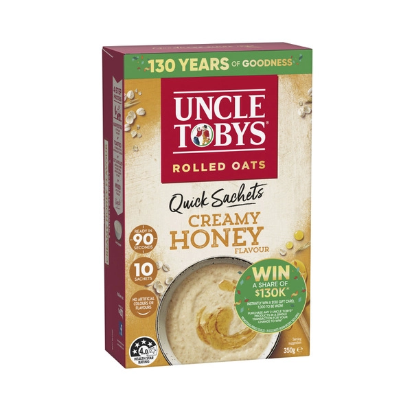 Uncle Tobys Oats Quick Sachets Creamy Honey 350g