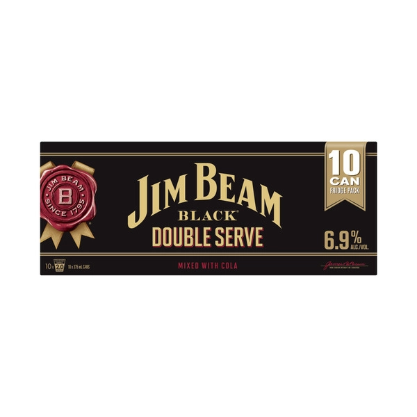 JIm Beam Black Double Serve 6.9% Can 375mL 10 Pack