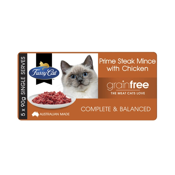 Fussy Cat Grain Free Adult Chilled Fresh Cat Food Prime Steak Mince with Chicken 450g