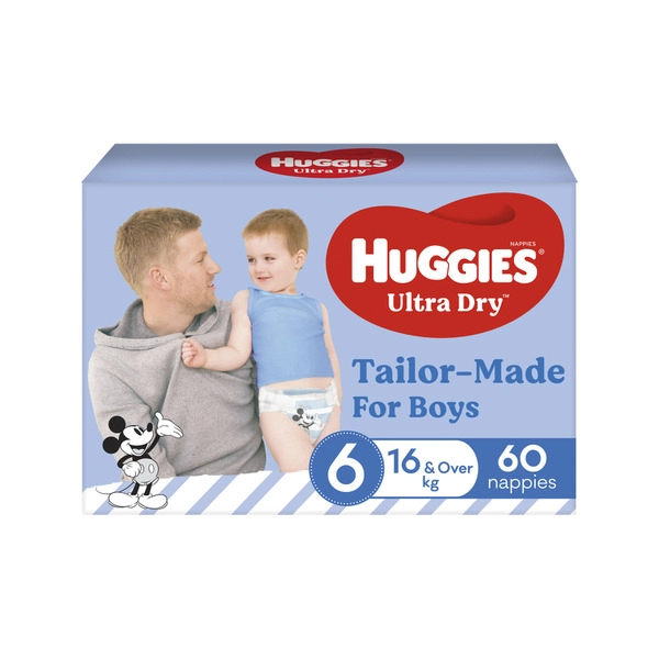 Huggies Ultra Dry Nappies Boys Size 6 (16+kg) 60 pack