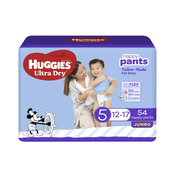 Huggies Ultra Dry Nappy Pants Boys Size 5 (12-17kg) 54 pack