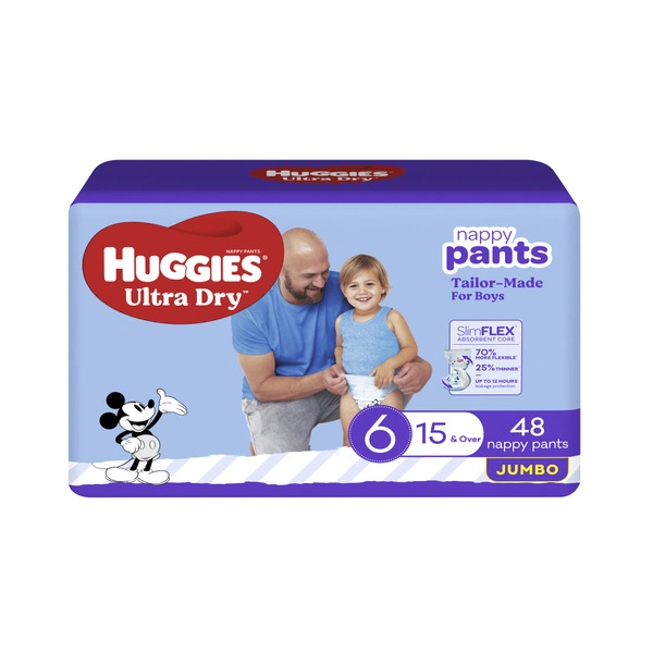 Huggies Ultra Dry Nappy Pants Boys Size 6 (15kg+) 48 pack