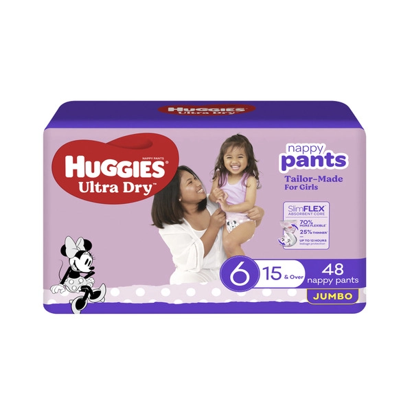 Huggies Ultra Dry Nappy Pants Girls Size 6 (15kg+) 48 pack