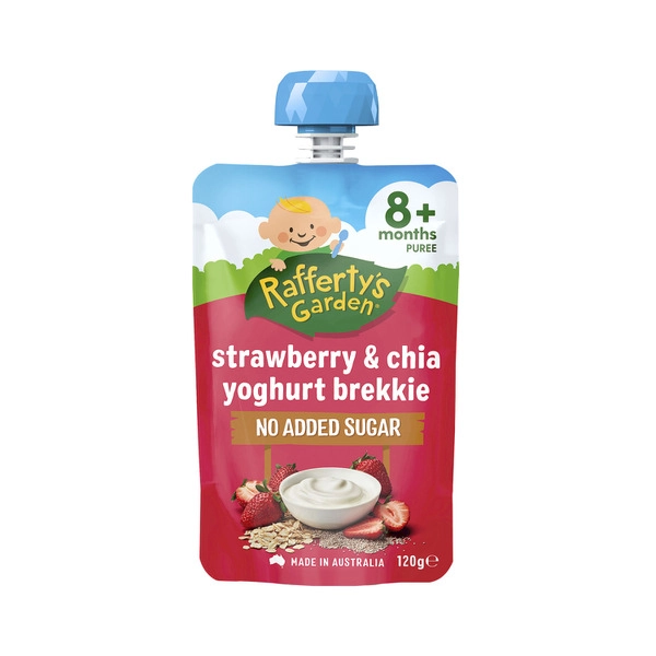 Rafferty's Garden Strawberry & Chia Yoghurt Brekkie No Added Sugar Baby Food Pouch 8+ Months 120g