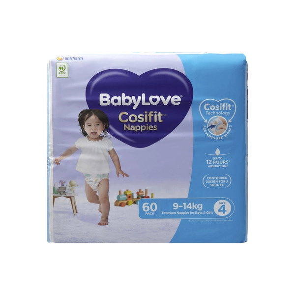 Babylove Cosifit Nappies Size 4 (9-14Kg) 60 pack