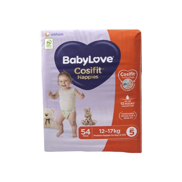 Babylove Cosifit Nappies Size 5 (12-17Kg) 54 pack