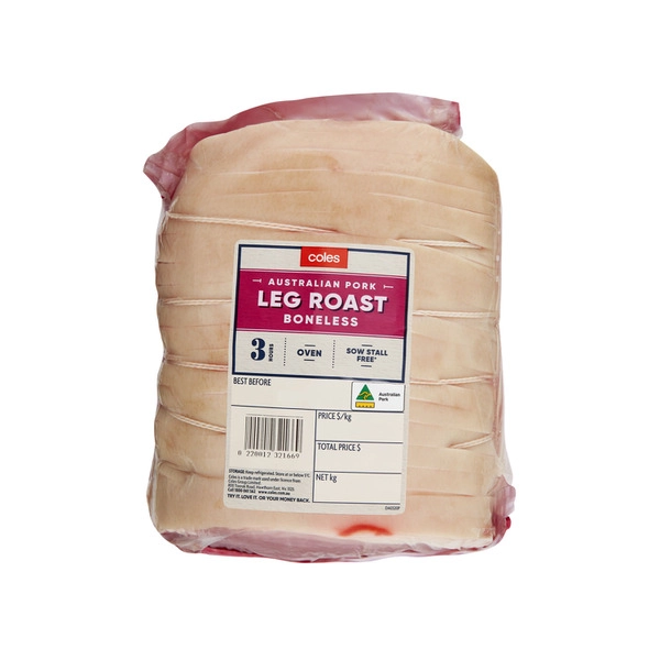 Coles Rr Pork COLES BONELESS PORK LEG ROAST 