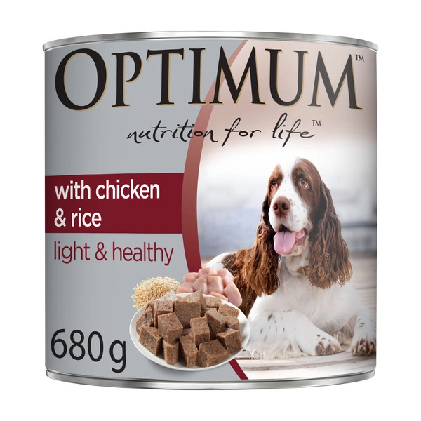 Optimum Adult Weight Control Wet Dog Food with Chicken & Rice Can 680g