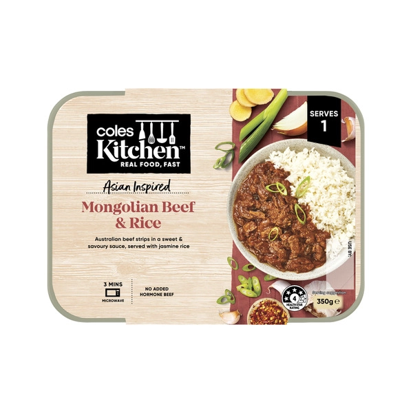 Coles Kitchen Mongolian Beef And Rice 350g