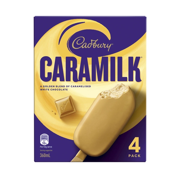 Cadbury CADBURY CARAMILK ICE CREAM 4 PACK 360ML 