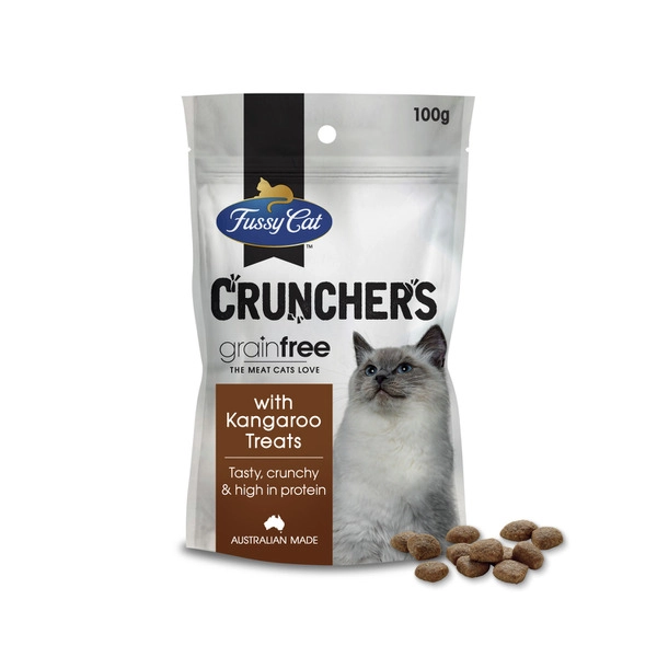 Fussy Cat Grain Free Crunchers Adult Cat Treats With Kangaroo 100g