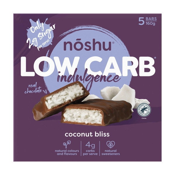 Noshu Low Carb Coconut Bliss Indulgence Bars 160g