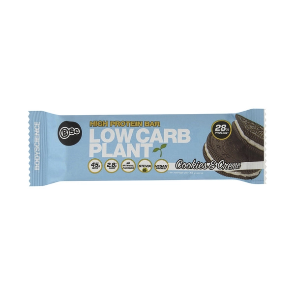 BSc Bodyscience High Protein Low Carb Plant Bar Cookies & Cr?me 45g