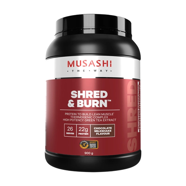 Musashi Shred & Burn Protein Powder Chocolate Milkshake 900g