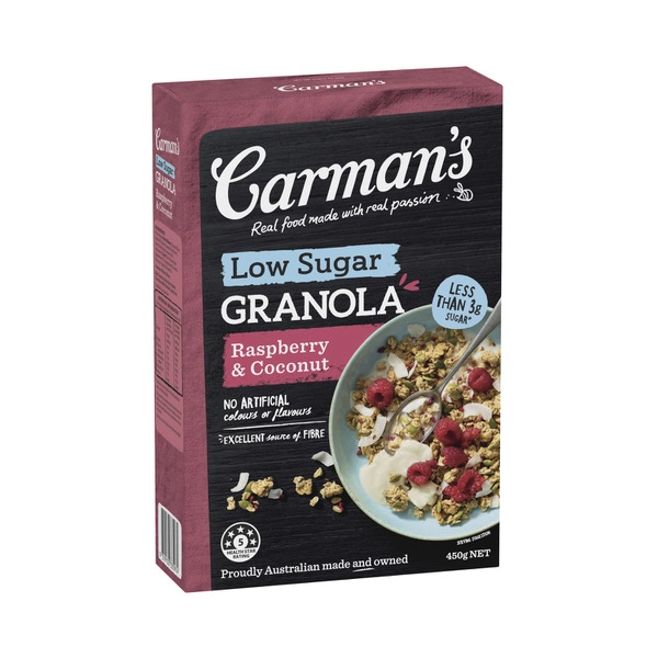 Carmans Raspberry & Coconut Low Sugar Granola 450g