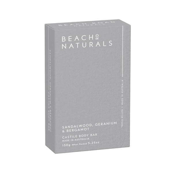 Beach Road Naturals Sandalwood Geranium & Bergamot Castile Body Bar 150g