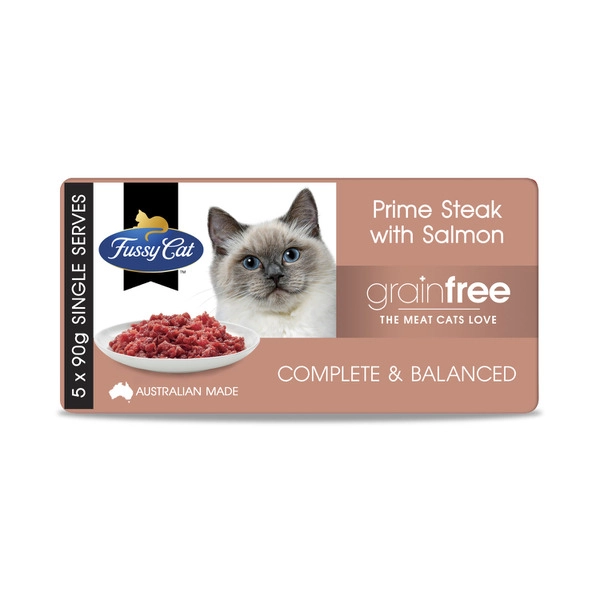 Fussy Cat Grain Free Adult Chilled Fresh Cat Food Prime Steak Mince with Salmon 450g