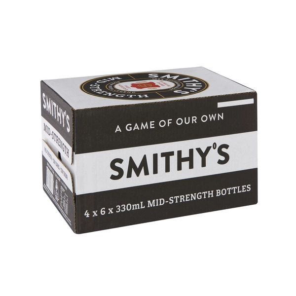 Smithy's Mid Strength Bottle 330mL 24 Pack