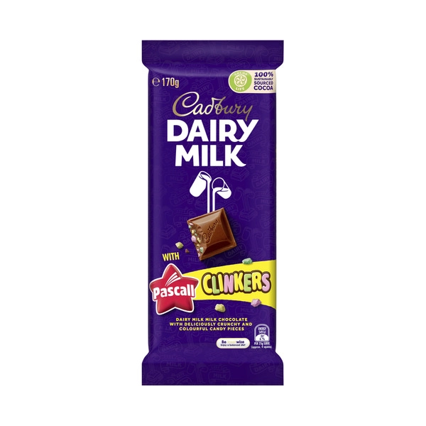 Cadbury Dairy Milk CADBURY DAIRY MILK PASCALL CLINKERS CHOCOLATE BLOCK 180G 