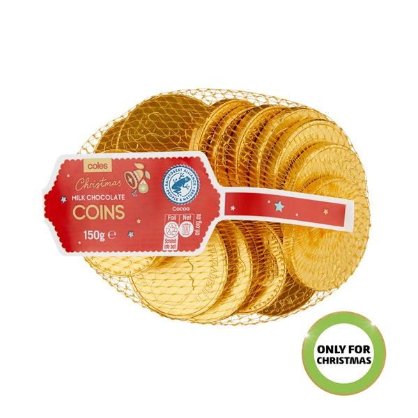 Coles Christmas Milk Chocolate Coins 150g