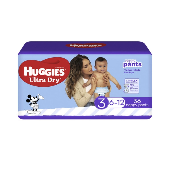 Huggies Ultra Dry Nappy Pants Boys Size 3 (6-12kg) 36 pack