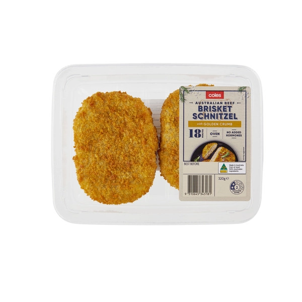 Coles Australian Beef Brisket Schnitzel With Golden Crumb 2Pack 320g