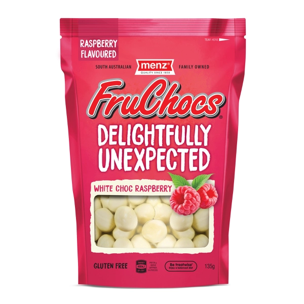 Menz FruChocs White Chocolate Raspberry 135g