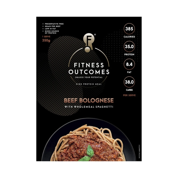 Fitness Outcomes Frozen Grass Fed Beef Bolognese With Wholemeal Spaghetti 350g