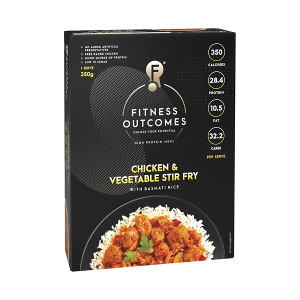 Fitness Outcomes Frozen Free Range Chicken And Veg Stirfry With Basmati Rice 350g