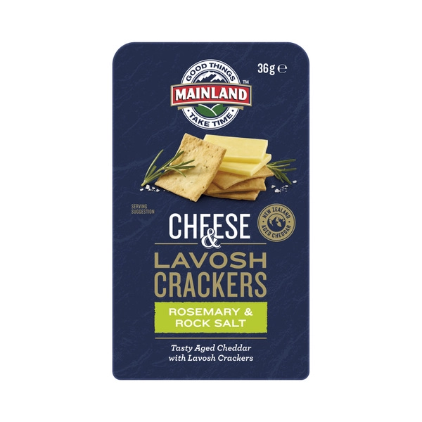 Mainland Tasty Cheddar & Rosemary & Rock Salt Lavosh Crackers 36g